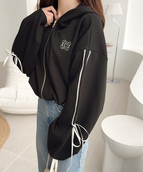 「mily bilet」 ジップアップパーカー SMALL アイボリー レディース_画像9