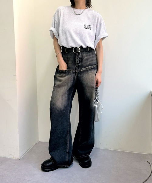 「WHO'S WHO gallery」 「sloppy」半袖Tシャツ FREE チャコールグレー レディース_画像3