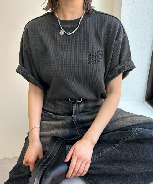 「WHO'S WHO gallery」 「sloppy」半袖Tシャツ FREE チャコールグレー レディース_画像4