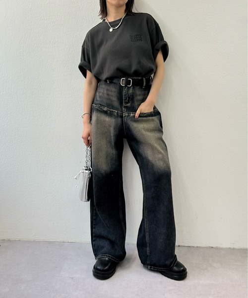「WHO'S WHO gallery」 「sloppy」半袖Tシャツ FREE チャコールグレー レディース_画像6