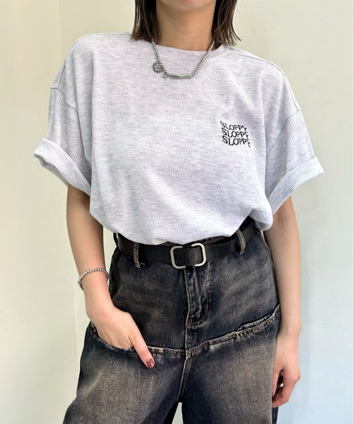 「WHO'S WHO gallery」 「sloppy」半袖Tシャツ FREE チャコールグレー レディース_画像9