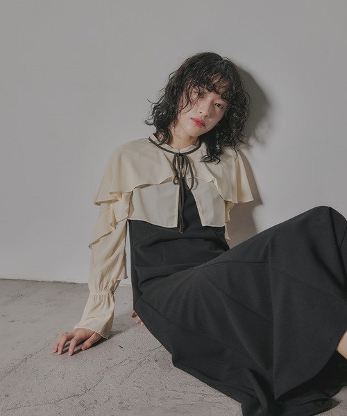 「niana」 ノースリーブワンピース M ブラック レディースの画像