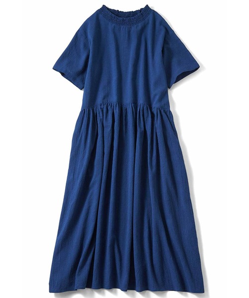 「Live in comfort」 半袖ワンピース LARGE ブルー レディース_画像2