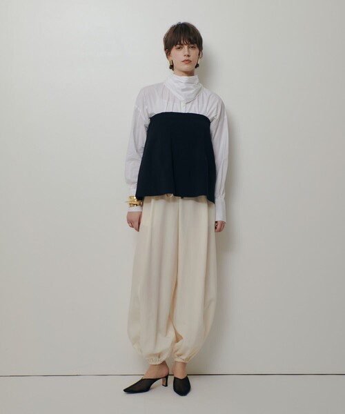 ワイドパンツ パンツ フィブリルポプリンバルーンパンツ レディースの画像