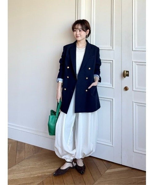 ワイドパンツ パンツ フィブリルポプリンバルーンパンツ レディースの画像