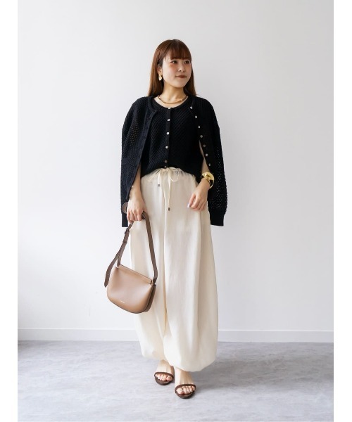 ワイドパンツ パンツ フィブリルポプリンバルーンパンツ レディースの画像