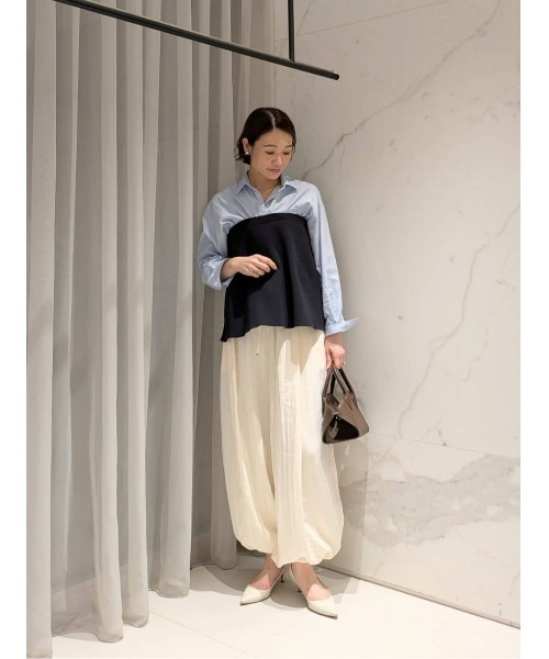 ワイドパンツ パンツ フィブリルポプリンバルーンパンツ レディースの画像
