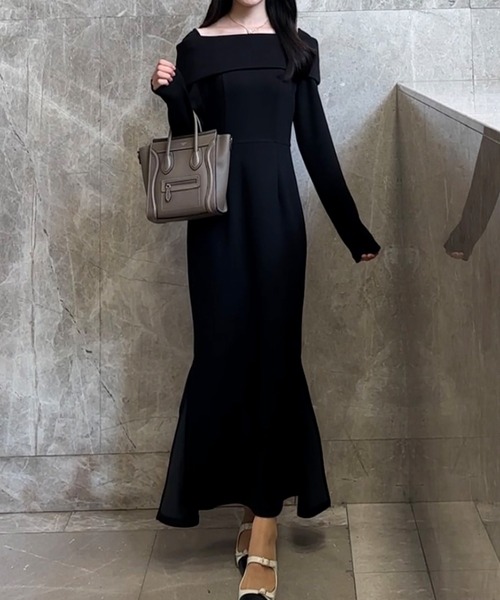 「JUNOAH」 長袖ワンピース MEDIUM アイボリー レディース_画像2