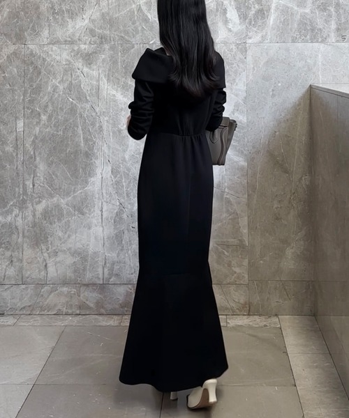 「JUNOAH」 長袖ワンピース MEDIUM アイボリー レディース_画像3