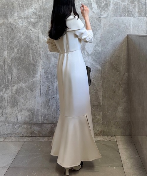「JUNOAH」 長袖ワンピース MEDIUM アイボリー レディース_画像7