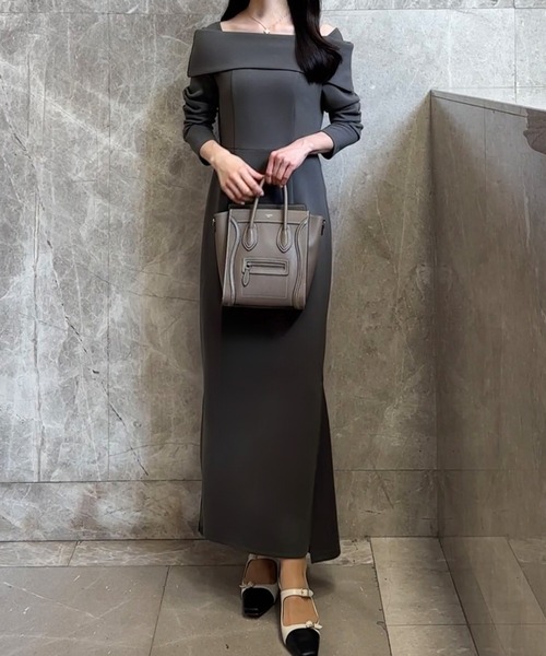 「JUNOAH」 長袖ワンピース MEDIUM アイボリー レディース_画像9