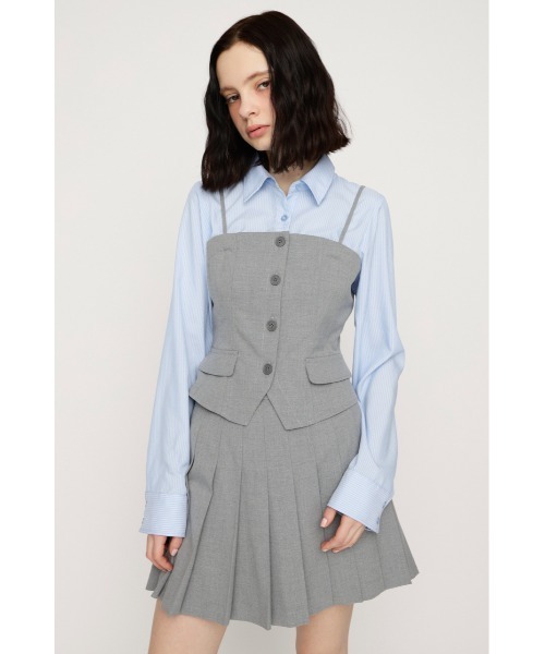 SLY ビスチェレイヤードライクシャツトップス、シンプリーミニプリーツスコート SLY（スライ） ブラウス シャツ BUSTIER LAYERED LIKE SH TOPS