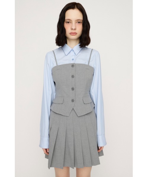 28600円　新品未使用　archivio グレー サイドストライプ スカート Heather（ヘザー） スカート ストライププリーツミニスカート 119546