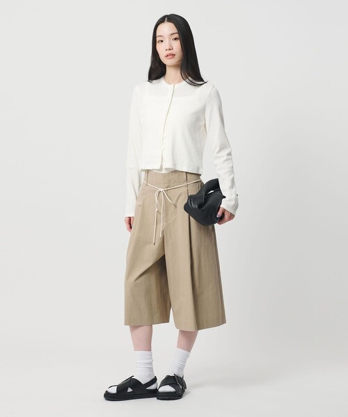 パンツ コットン タック ストリング ハーフパンツ レディース