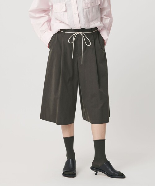 パンツ コットン タック ストリング ハーフパンツ レディース_1