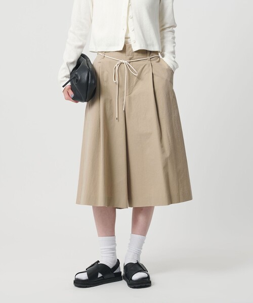 パンツ コットン タック ストリング ハーフパンツ レディース_3