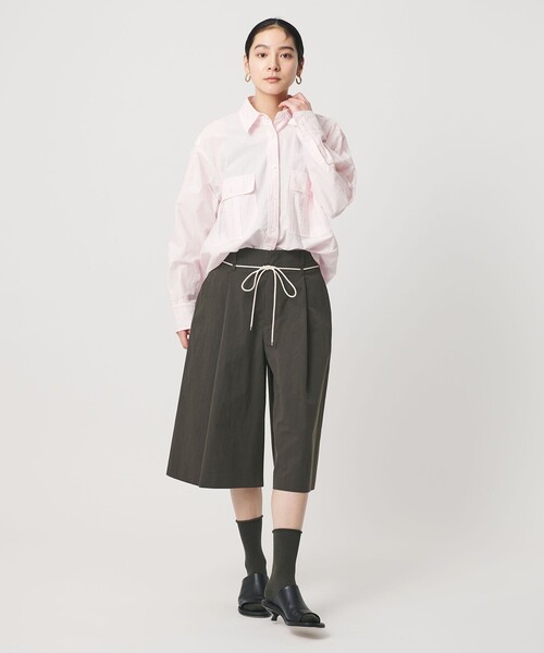 パンツ コットン タック ストリング ハーフパンツ レディース_7