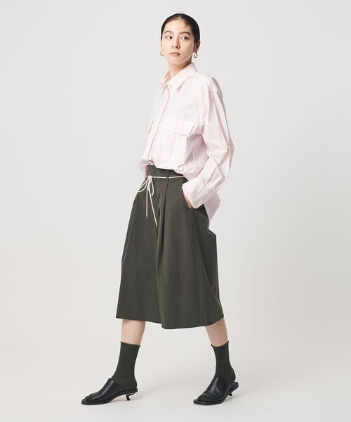 パンツ コットン タック ストリング ハーフパンツ レディース_8