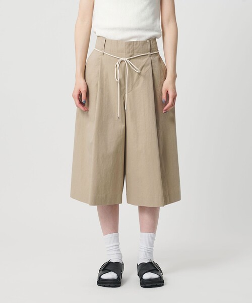 パンツ コットン タック ストリング ハーフパンツ レディース_9