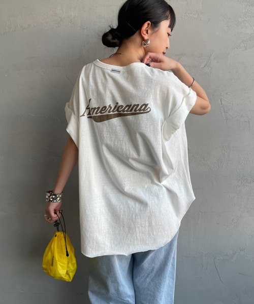 AMERICANA（アメリカーナ） tシャツ 別注 バックロゴ ラウンドヘム