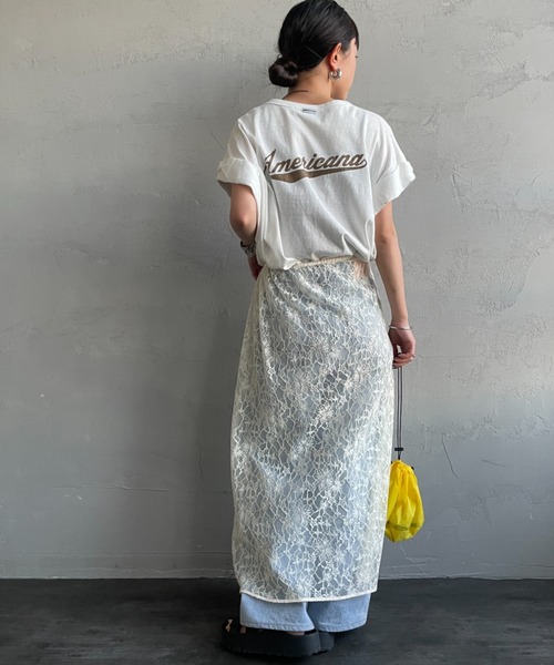 tシャツ 「Americana/アメリカーナ」 別注 Americana バックロゴ ラウンドヘムプリントTシャツ レディースの画像