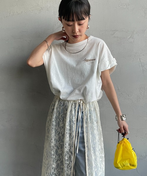 アメリカーナバックロゴTシャツ AMERICANA（アメリカーナ） tシャツ 別注 バックロゴ ラウンドヘム