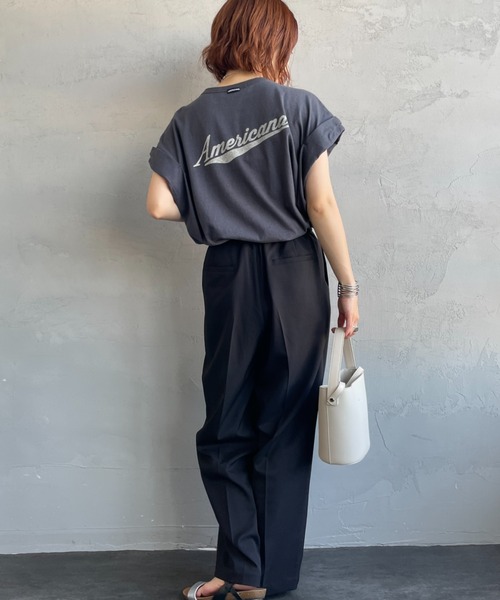 tシャツ 「Americana/アメリカーナ」 別注 Americana バックロゴ ラウンドヘムプリントTシャツ レディースの画像