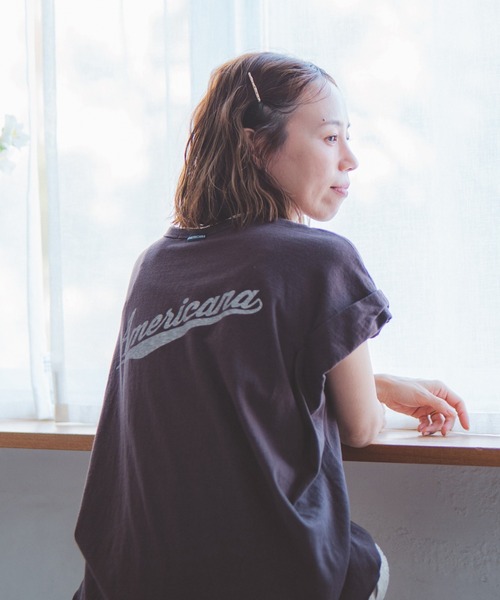 【AMERICANA/アメリカーナ】 LOGO LONG Tシャツ AMERICANA（アメリカーナ） tシャツ AMERICANA COLLABORATION LONG-TEE