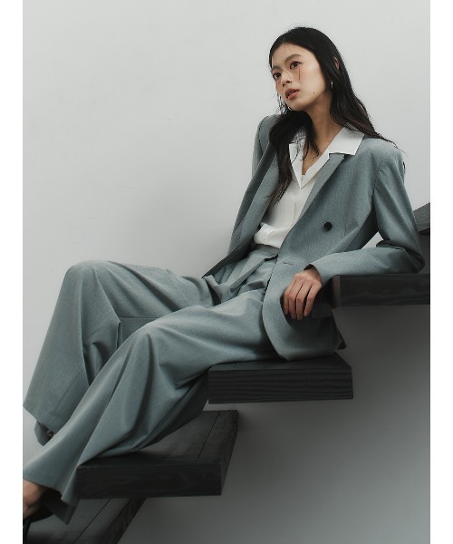 ánuans グレー ダブル　テーラードジャケット anuans（アニュアンス） ジャケット テーラードジャケット ピークド