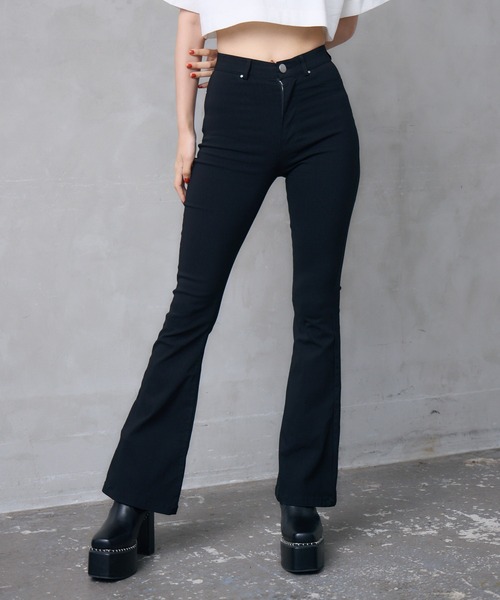 「ENVYM」 ブーツカットパンツ SMALL ブラック レディース_画像2