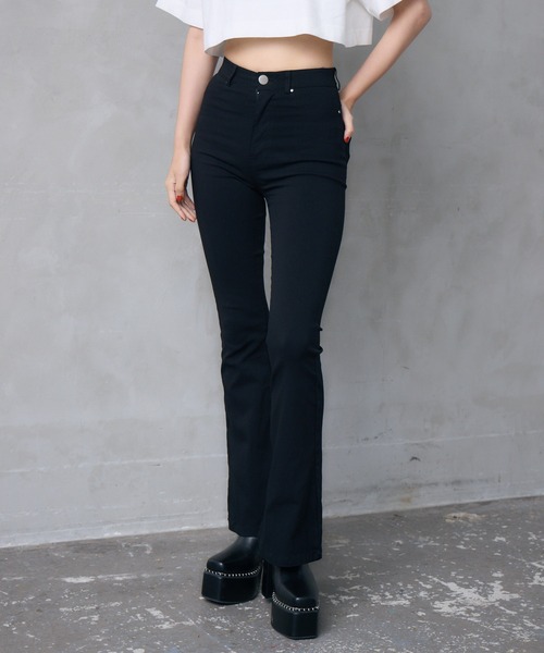 「ENVYM」 ブーツカットパンツ SMALL ブラック レディース_画像3