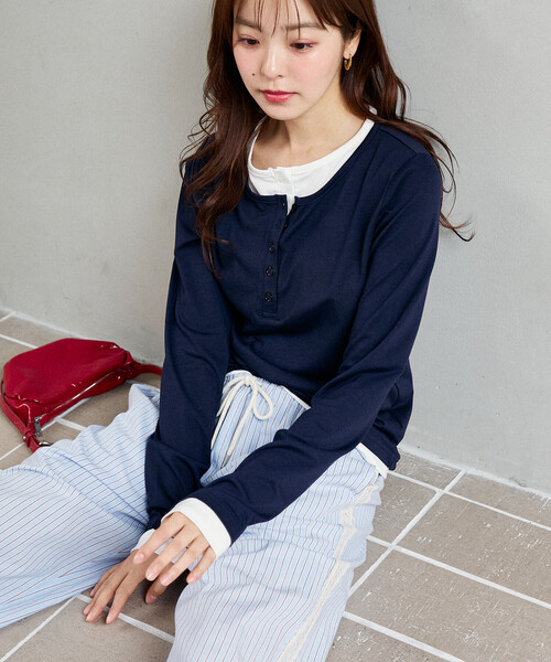 PUBLUX（パブリュクス） ヘンリーネック tシャツ ヘンリーネック