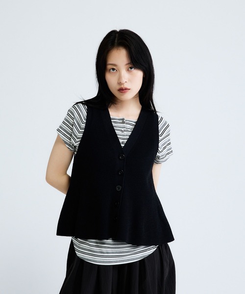 ＊【JEANASIS】ニットロングジレ ブラック〈新品未使用タグ付き〉＊ JEANASIS（ジーナシス）の「ロングジレ（）」 - WEAR