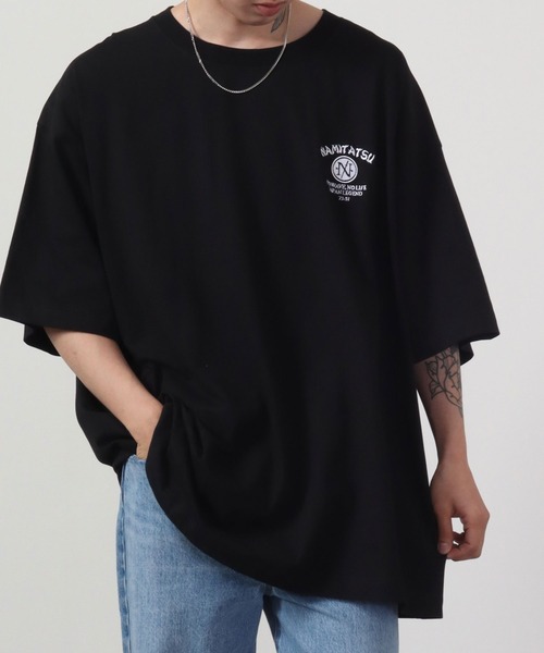 「波達(NAMITATSU)」 半袖Tシャツ - ブラック メンズ_画像2