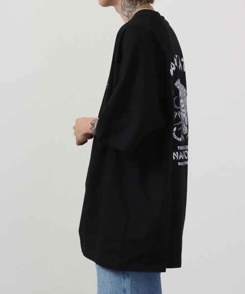 「波達(NAMITATSU)」 半袖Tシャツ - ブラック メンズ_画像3