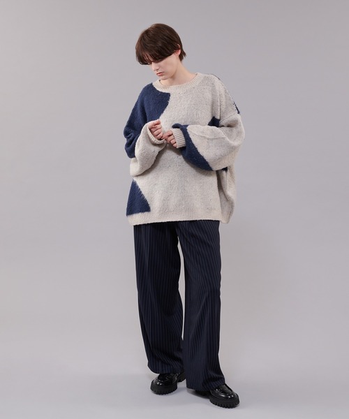 「ONCILY」 長袖ニット SMALL ネイビー メンズ_画像3