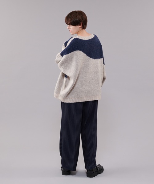 「ONCILY」 長袖ニット SMALL ネイビー メンズ_画像4