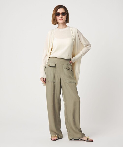 コンテ conte クルーネックノースリーブニット シアー 白 定価17600円 conte ベスト ジレ 「conte」クルーネック ノースリーブニット