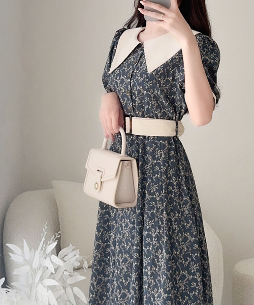 「mily bilet」 半袖ワンピース MEDIUM ネイビー レディース_画像9