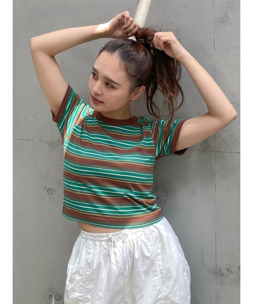 Ungrid（アングリッド） tシャツ 半袖 マルチボーダーコンパクトTee