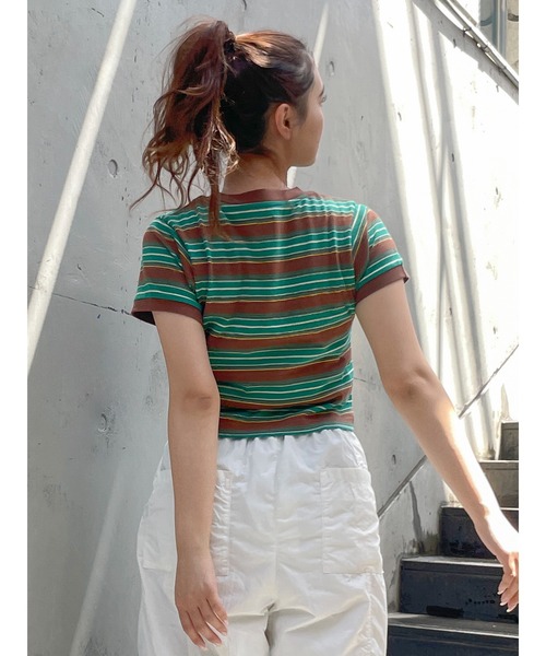 Ungrid（アングリッド） tシャツ 半袖 マルチボーダーコンパクトTee
