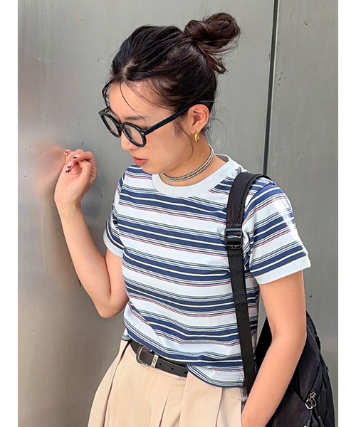 Ungrid（アングリッド） tシャツ 半袖 マルチボーダーコンパクトTee