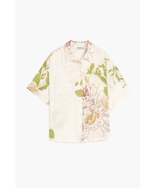 新品✨タグ付き♪定価14,900円　Desigual 半袖ゆったり綿ブラウス Desigual（デシグアル） ブラウス シャツ 半袖 ボタニカルラインアート