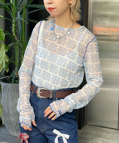 「HELLO.SANFRANCISCO」 長袖カットソー ONE SIZE オレンジ レディース_画像3