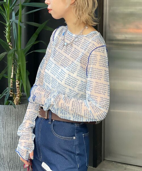 「HELLO.SANFRANCISCO」 長袖カットソー ONE SIZE オレンジ レディース_画像4