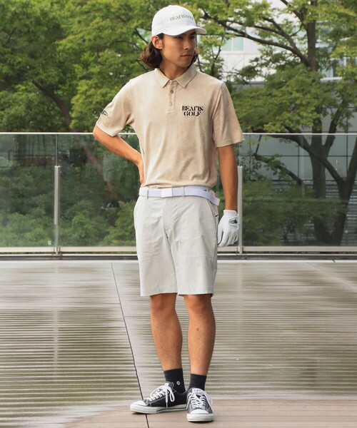 「BEAMS GOLF」 半袖ポロシャツ SMALL ネイビー メンズ_画像2