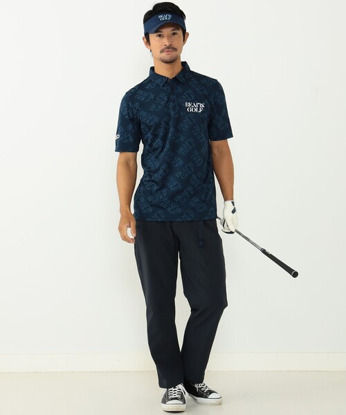 「BEAMS GOLF」 半袖ポロシャツ SMALL ネイビー メンズ_画像5