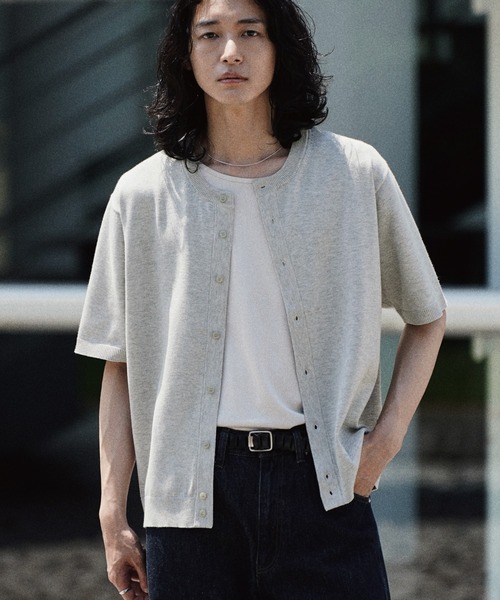 WYM LIDNM カーディガン T/C CREW HALF SLEEVE CARDIGAN メンズ