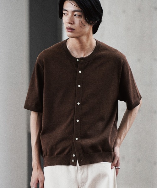 WYM LIDNM カーディガン T/C CREW HALF SLEEVE CARDIGAN メンズ