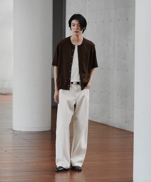 WYM LIDNM カーディガン T/C CREW HALF SLEEVE CARDIGAN メンズ